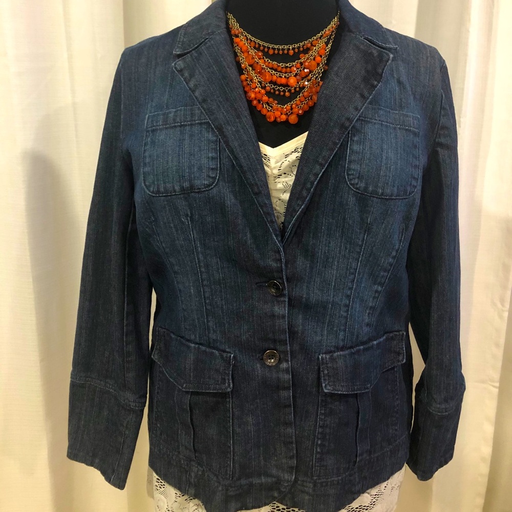 DKNY Jeans denim blazer jacket - dark wash